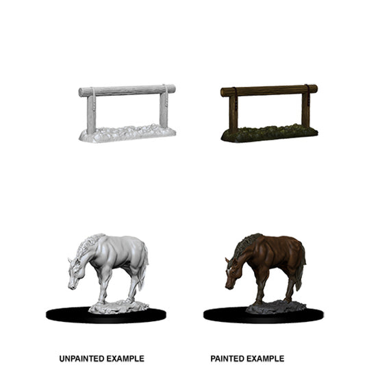 Wizkids Deep Cuts Miniatures: Unpainted Minis - Horse & Hitch