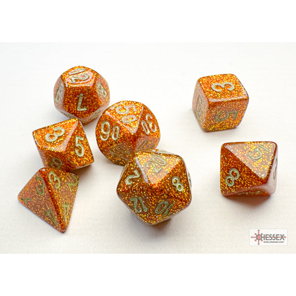 Chessex: 7-Die Set Mini Glitter: Gold/Silver