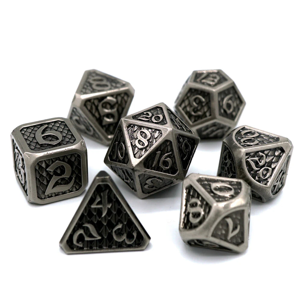 7pc RPG Set - Drakona Eldric Argentum - Die Hard Dice