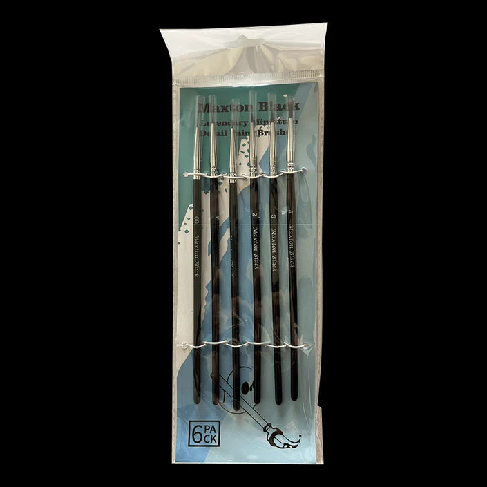 Maxton Black Legendary Miniature Detail Paint Brushes - Set of 6