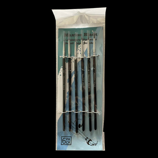 Maxton Black Legendary Miniature Detail Paint Brushes - Set of 6