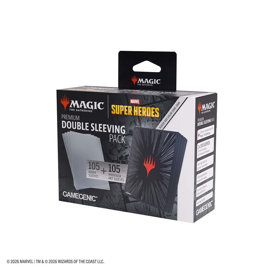 Card Sleeves: MTG Premium Double Sleeving Pack - Marvel Super Heroes - Comic Burst Black (105ct)