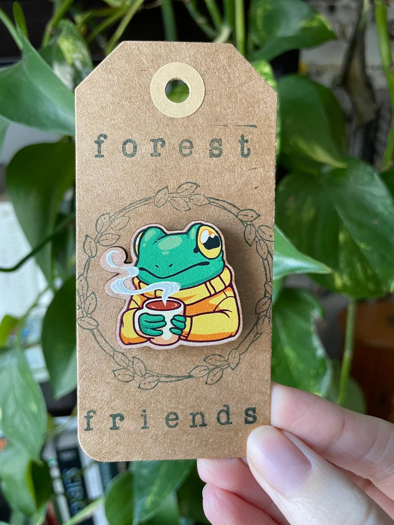 Stay Cozy Frog Pin with Mug