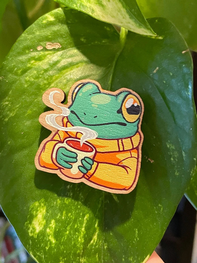 Stay Cozy Frog Pin with Mug