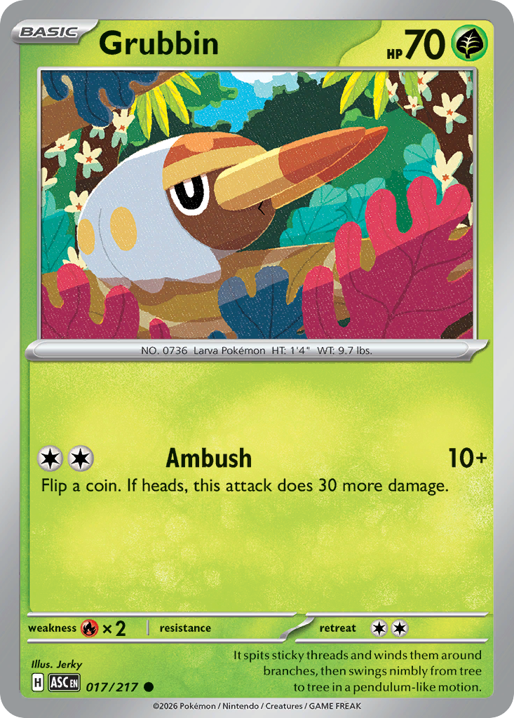 Grubbin (Quick Ball) - Ascended Heroes 017/217 (Foil) - Near Mint
