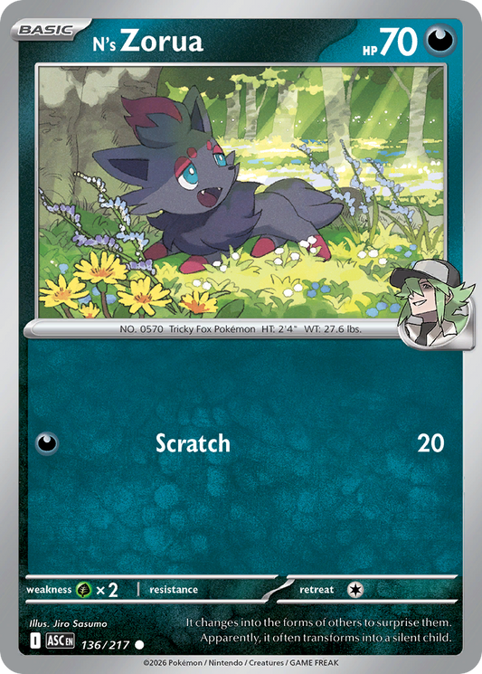 N's Zorua (Poke Ball) - Ascended Heroes 136/217 (Foil) - Near Mint