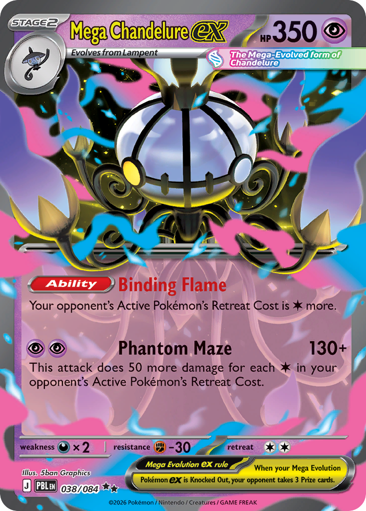 Mega Chandelure ex - Pitch Black 038/084 (Foil) - Near Mint