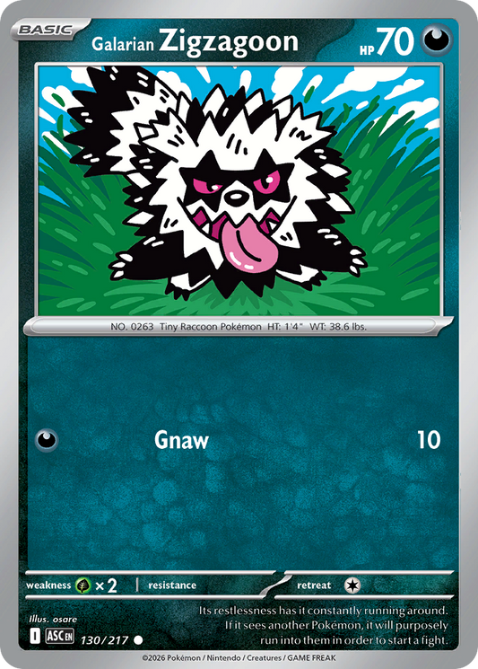 Galarian Zigzagoon (Energy Symbol Pattern) - Ascended Heroes 130/217 (Foil) - Near Mint