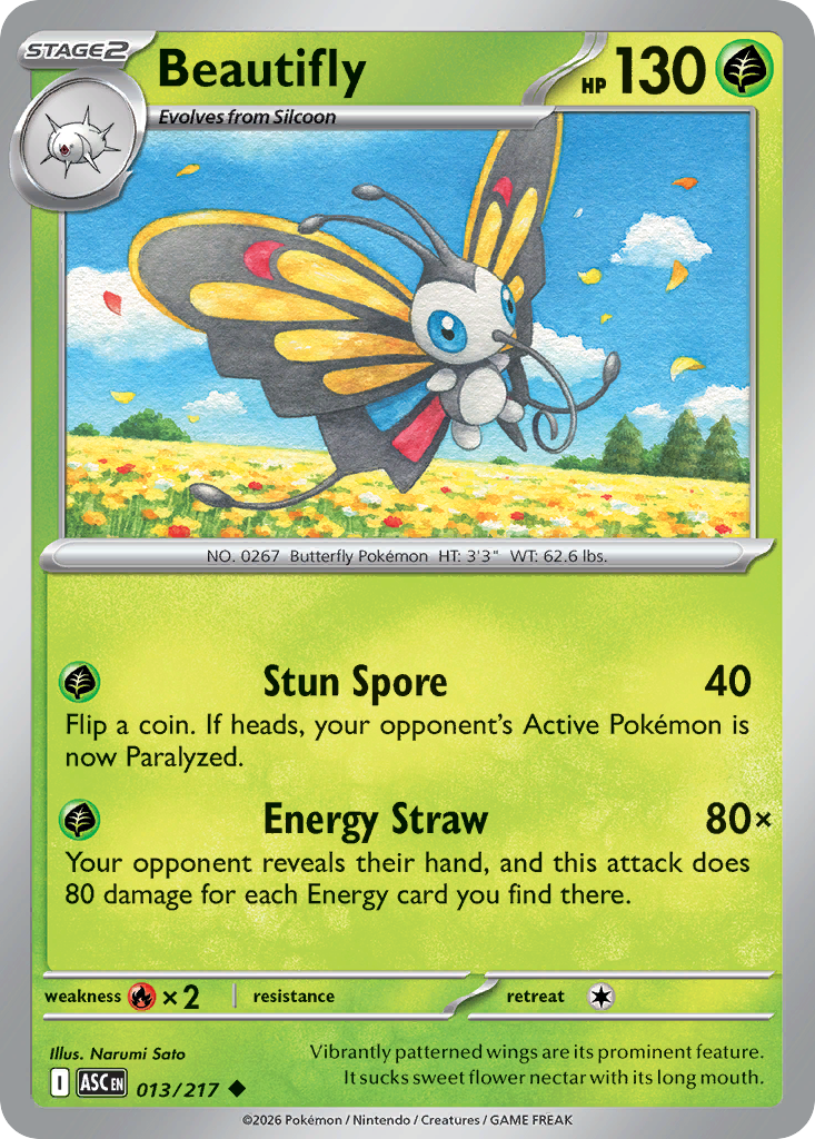 Beautifly (Energy Symbol Pattern) - Ascended Heroes 013/217 (Foil) - Near Mint