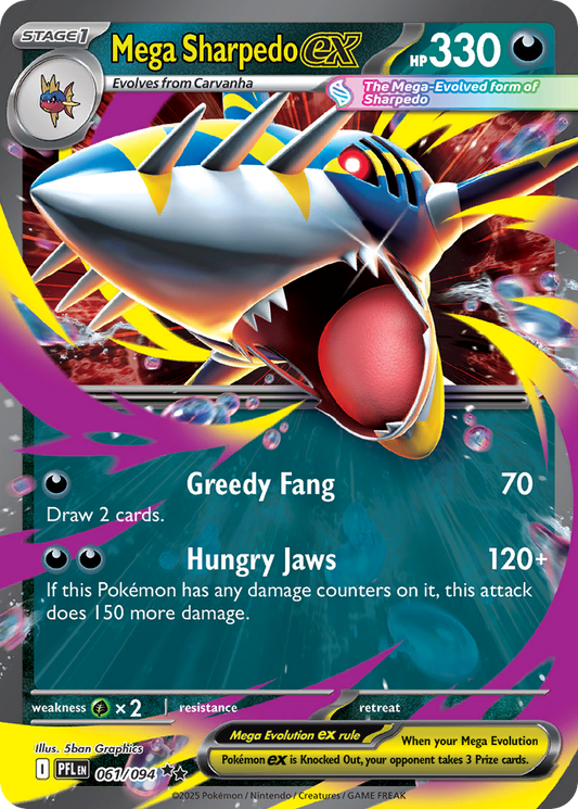 Mega Sharpedo ex - Phantasmal Flames 061/094 (Foil) - Near Mint