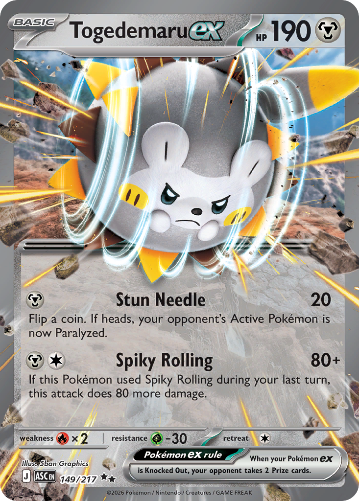 Togedemaru ex - Ascended Heroes 149/217 (Foil) - Near Mint