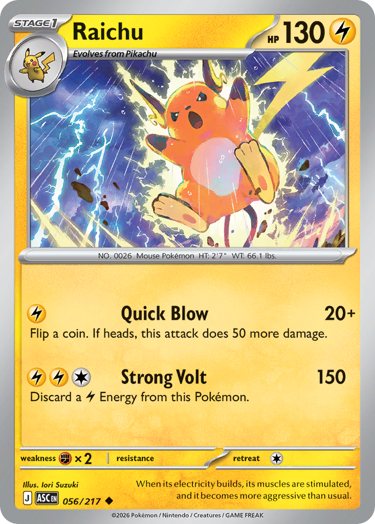 Raichu (Friend Ball) - Ascended Heroes 056/217 (Foil) - Near Mint