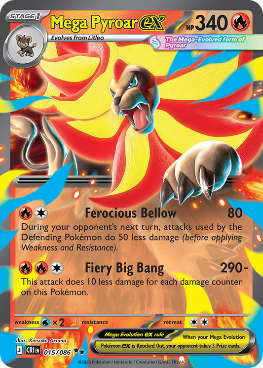 Mega Pyroar ex - Chaos Rising 015/086 (Foil) - Near Mint