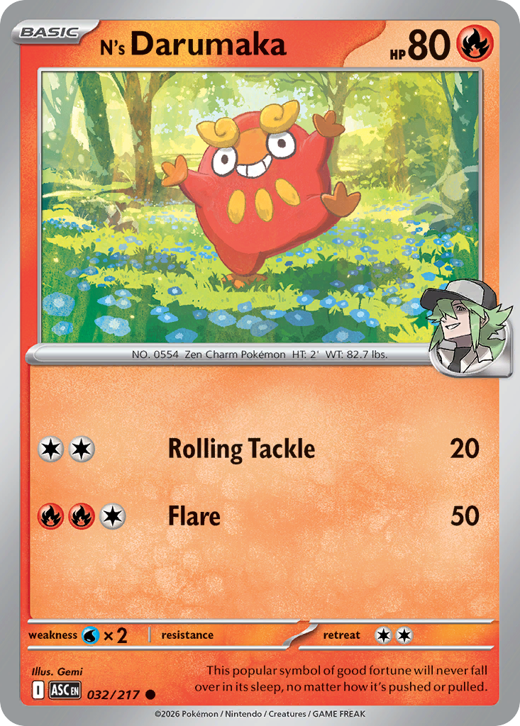 N's Darumaka (Poke Ball) - Ascended Heroes 032/217 (Foil) - Near Mint