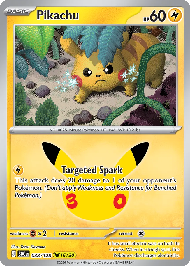 Pikachu - 30th Celebration 038/128 (Foil) - Near Mint
